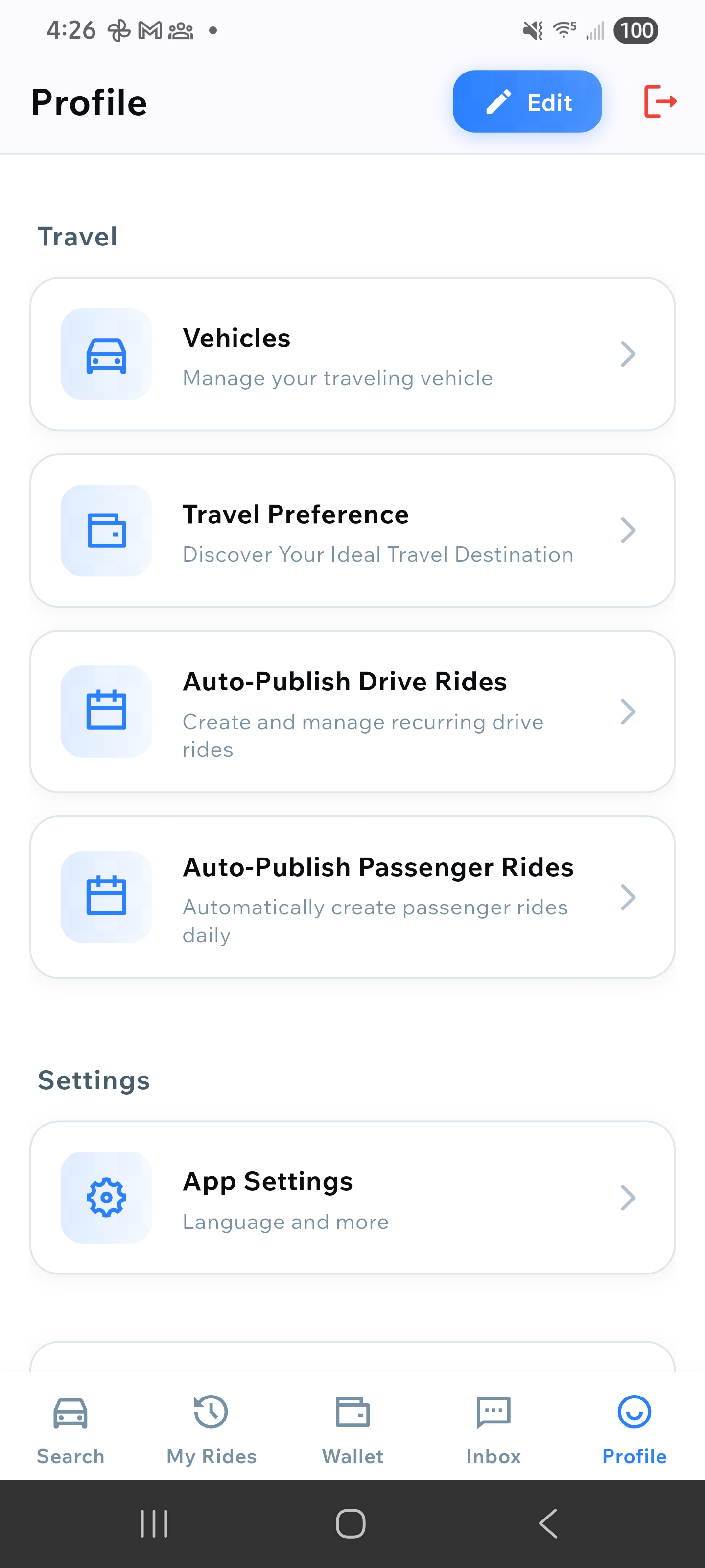 Profile Auto-Publish Drive Rides