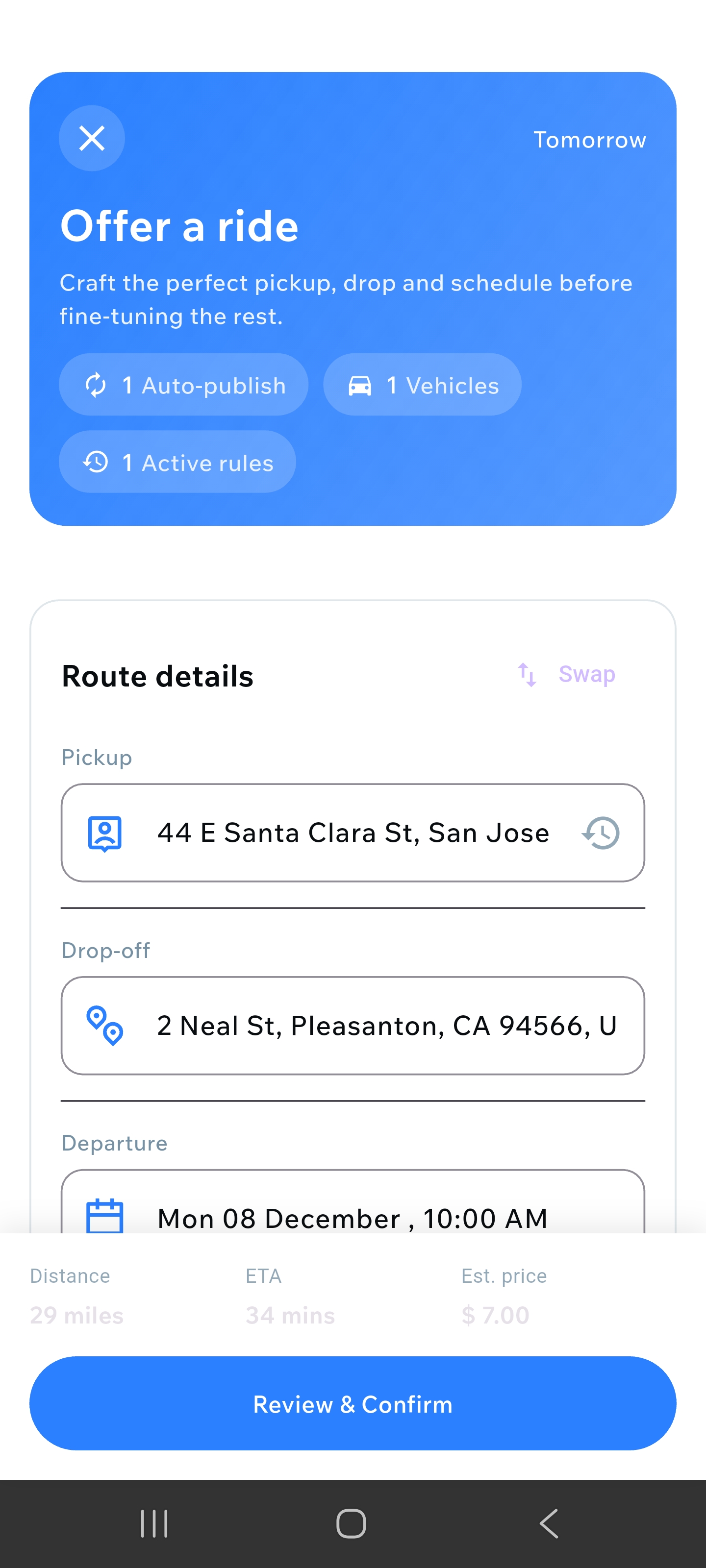 Offer Ride Route Details