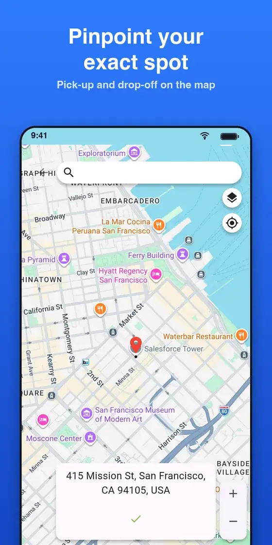Pinpoint your exact spot - ShareSpace Carpool app screenshot